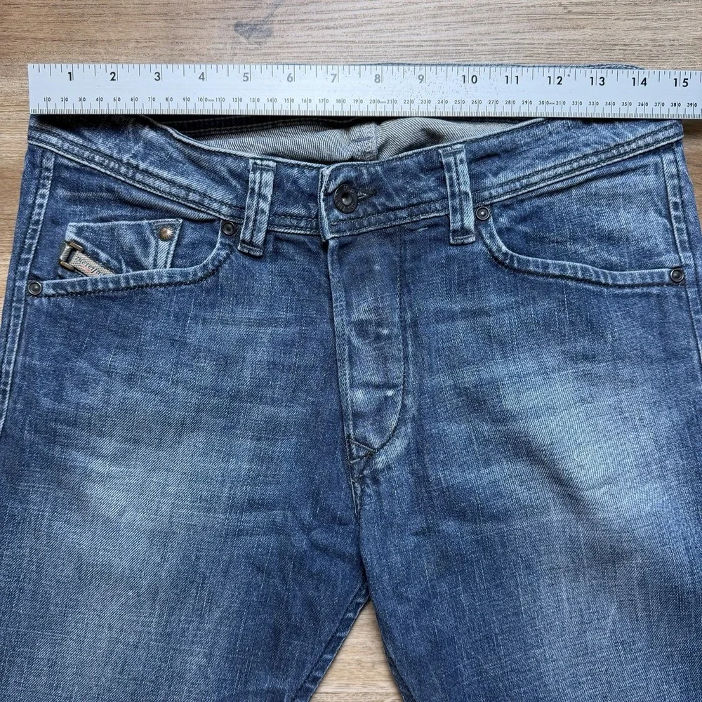 Diesel Darron Jeans Men 29x30 Blue Slim Tapered Whiskered Made Italy (Tag 27x32)